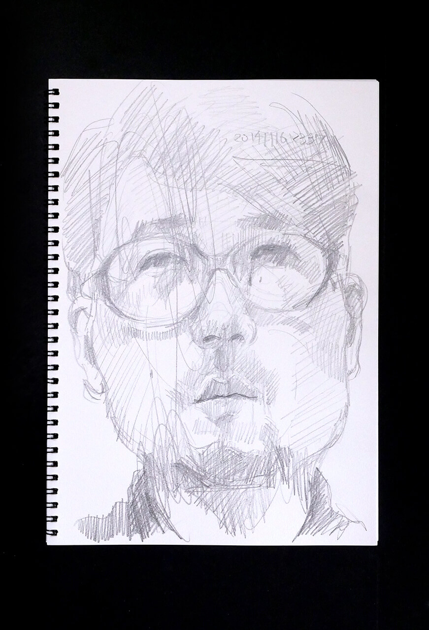 Contemporary artist SHINTAKU Tomoni's 2014/11/16 Self-portrait or pencil drawing