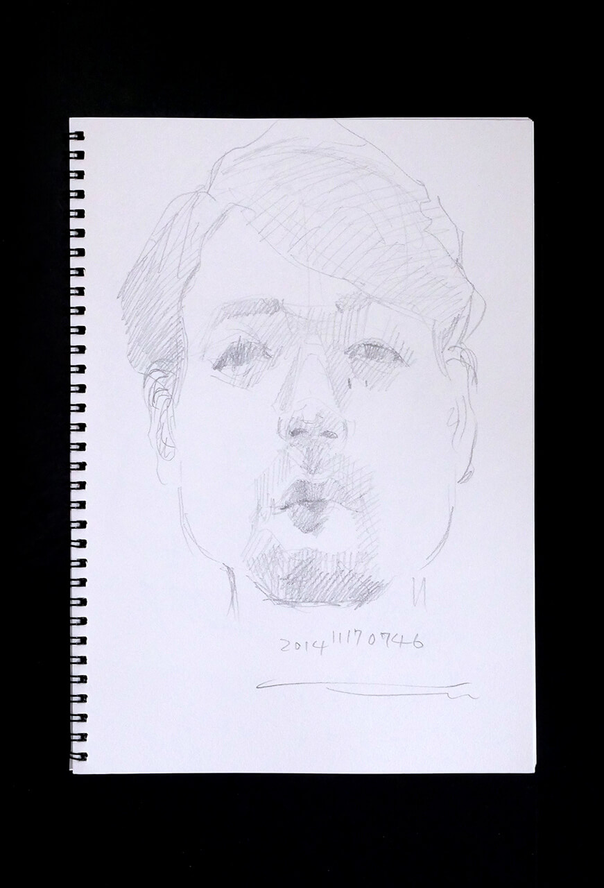 Contemporary artist SHINTAKU Tomoni's 2014/11/17 Self-portrait or pencil drawing