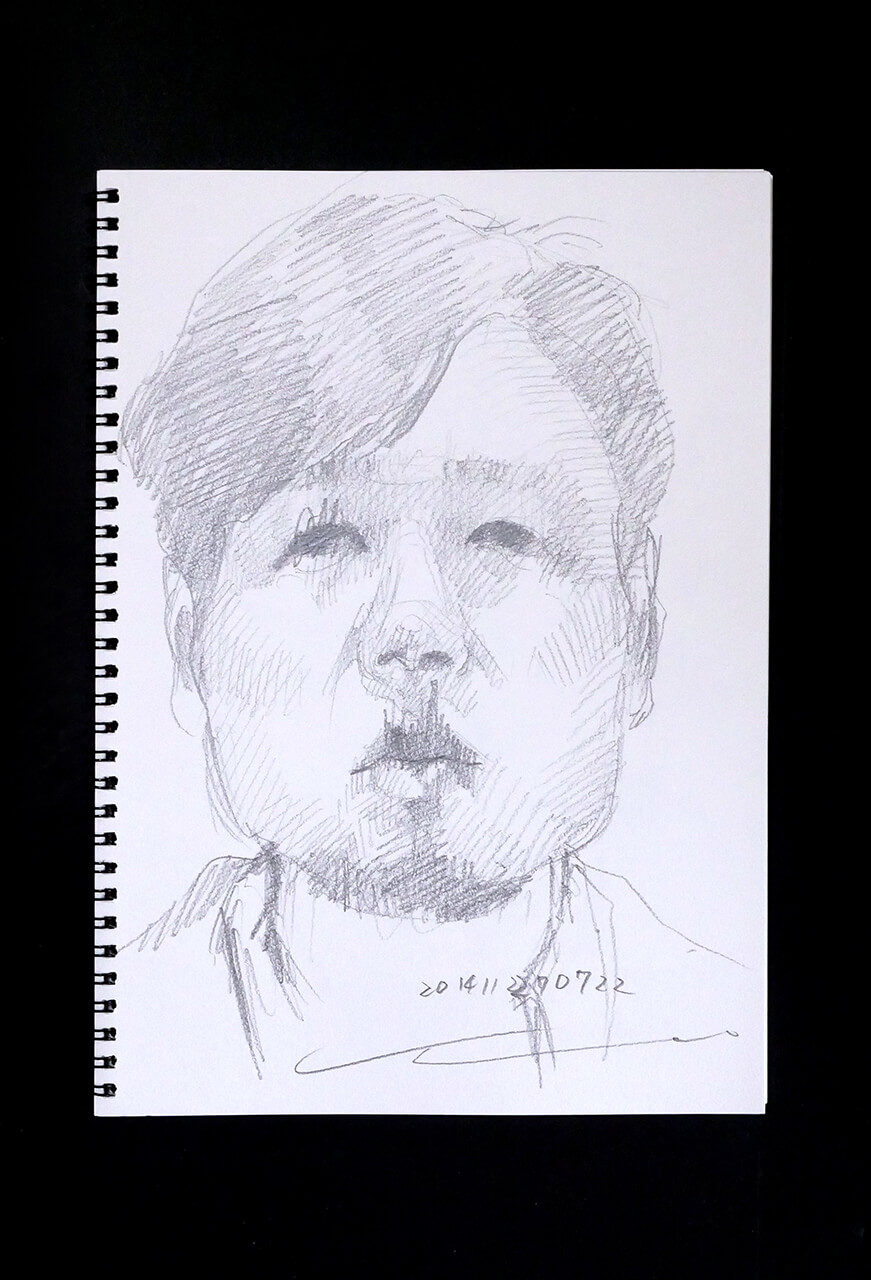 Contemporary artist SHINTAKU Tomoni's 2014/11/22 Self-portrait or pencil drawing