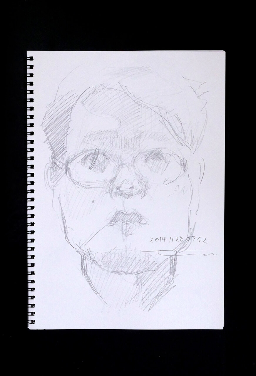 Contemporary artist SHINTAKU Tomoni's 2014/11/28 Self-portrait or pencil drawing
