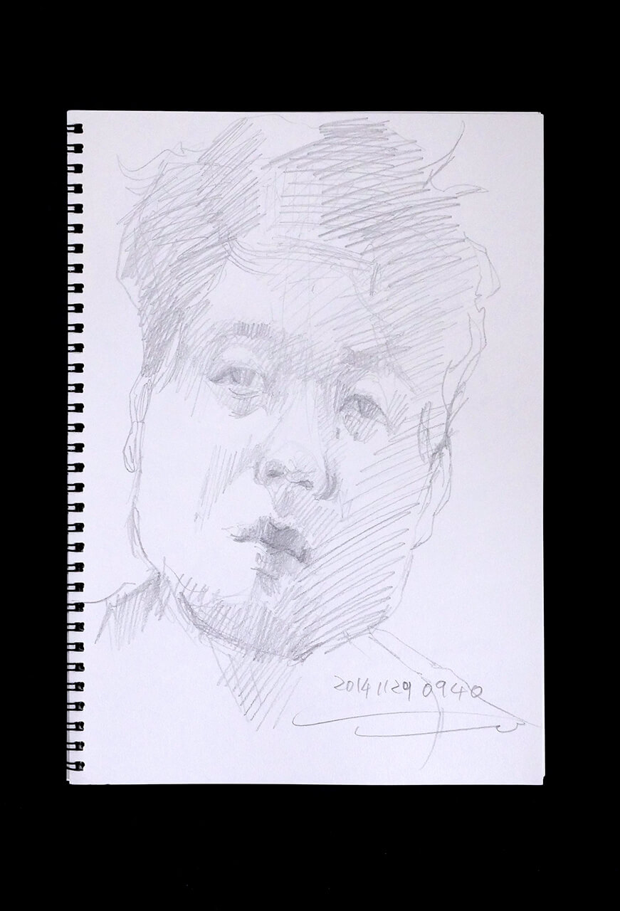 Contemporary artist SHINTAKU Tomoni's 2014/11/29 Self-portrait or pencil drawing