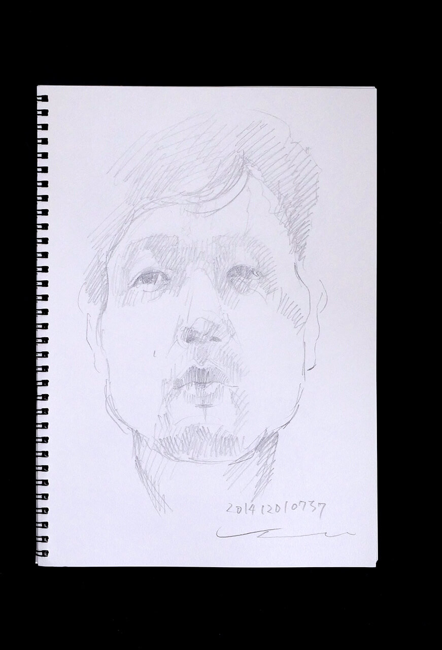 Contemporary artist SHINTAKU Tomoni's 2014/12/1 Self-portrait or pencil drawing