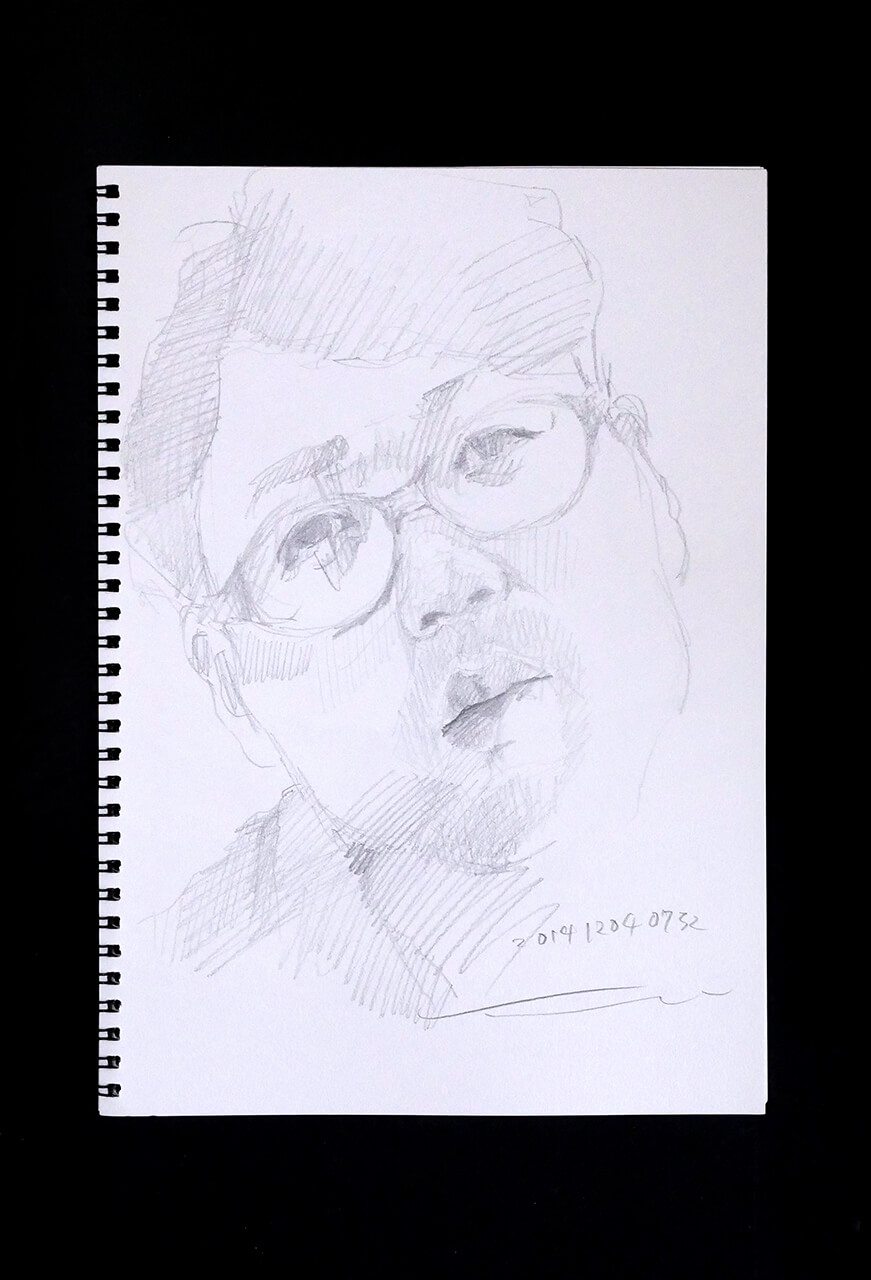 Contemporary artist SHINTAKU Tomoni's 2014/12/4 Self-portrait or pencil drawing