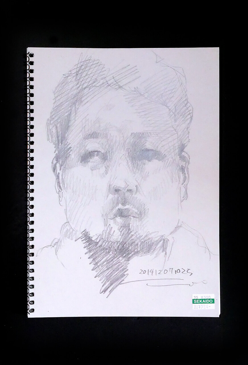 Contemporary artist SHINTAKU Tomoni's 2014/12/7 Self-portrait or pencil drawing
