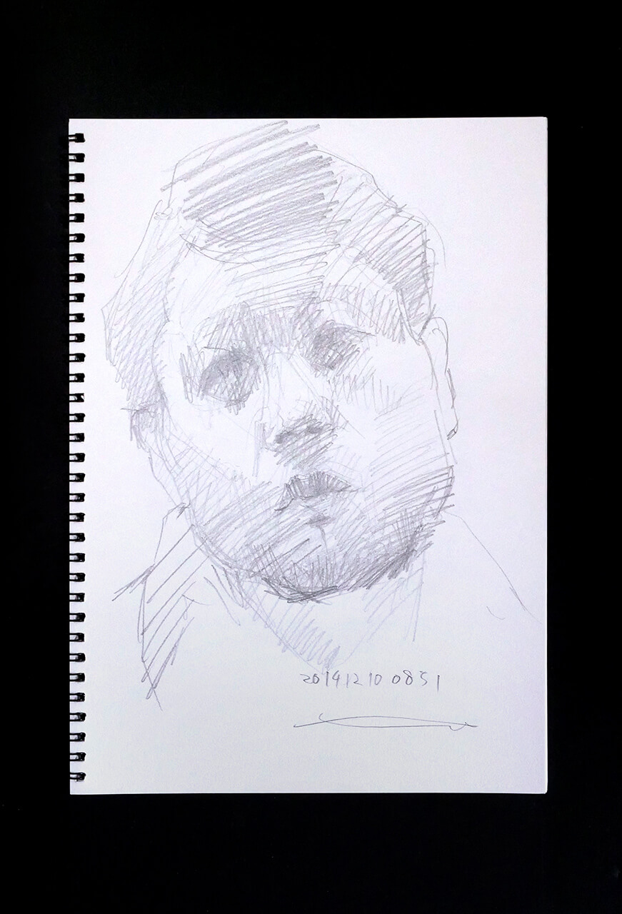 Contemporary artist SHINTAKU Tomoni's 2014/12/10 Self-portrait or pencil drawing