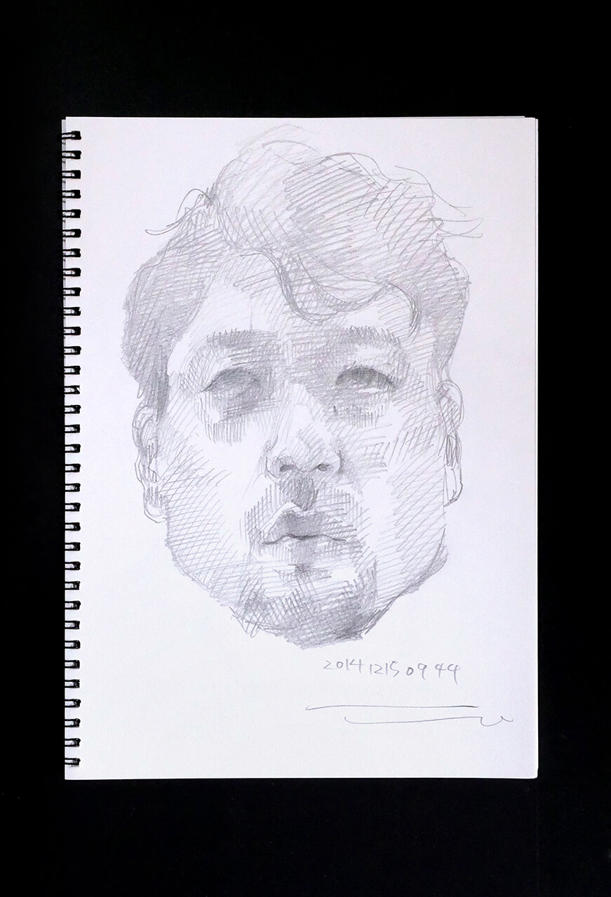 Contemporary artist SHINTAKU Tomoni's 2014/12/15 Self-portrait or pencil drawing