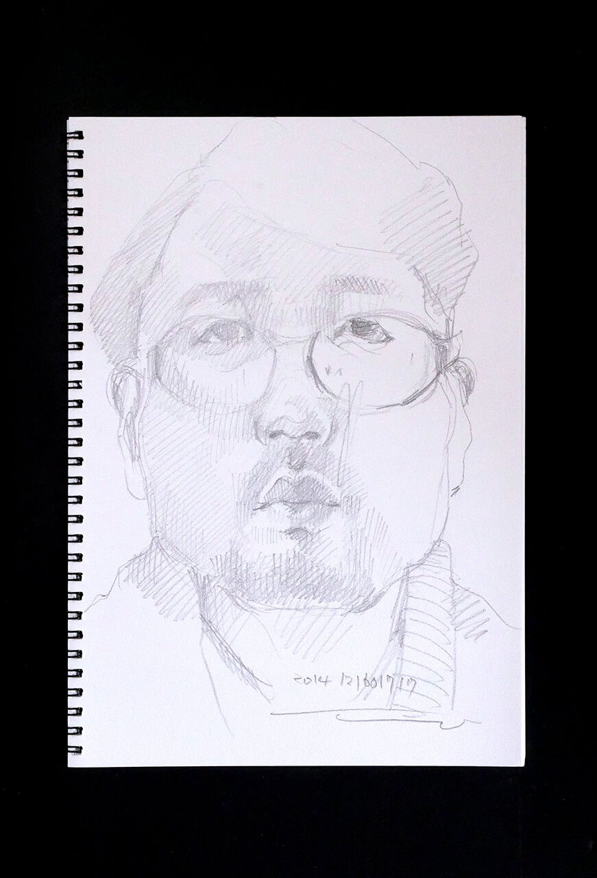 Contemporary artist SHINTAKU Tomoni's 2014/12/16 Self-portrait or pencil drawing