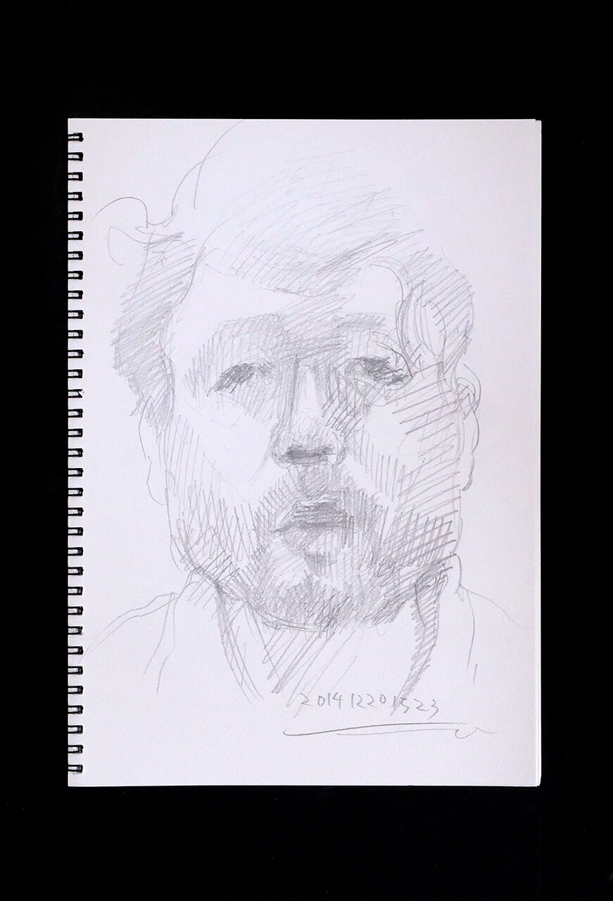Contemporary artist SHINTAKU Tomoni's 2014/12/20 Self-portrait or pencil drawing