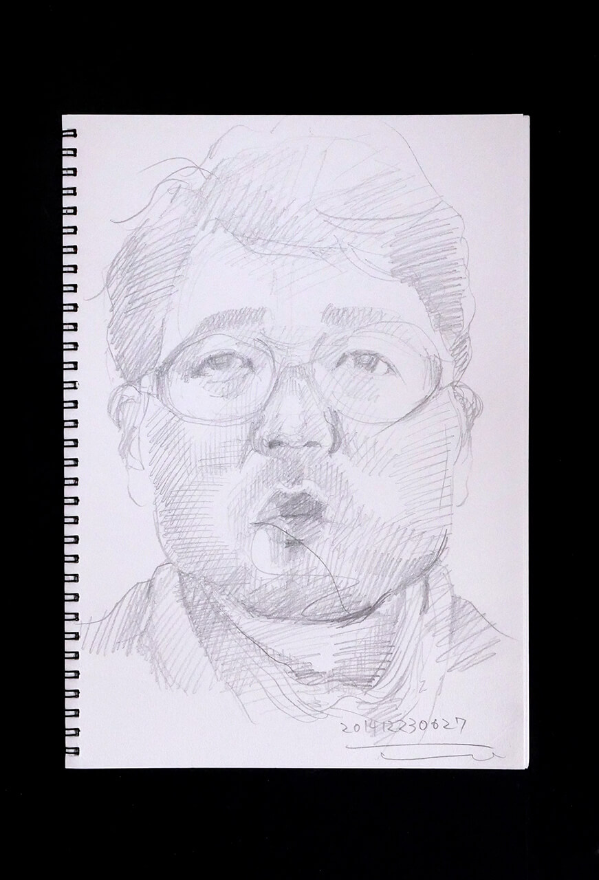 Contemporary artist SHINTAKU Tomoni's 2014/12/23 Self-portrait or pencil drawing