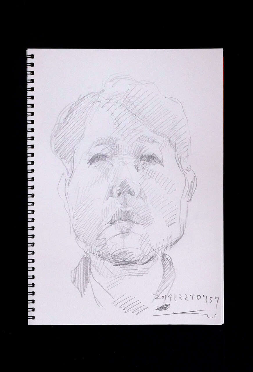 Contemporary artist SHINTAKU Tomoni's 2014/12/24 Self-portrait or pencil drawing