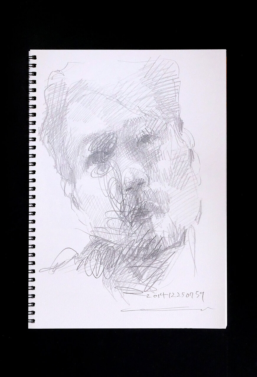 Contemporary artist SHINTAKU Tomoni's 2014/12/25 Self-portrait or pencil drawing