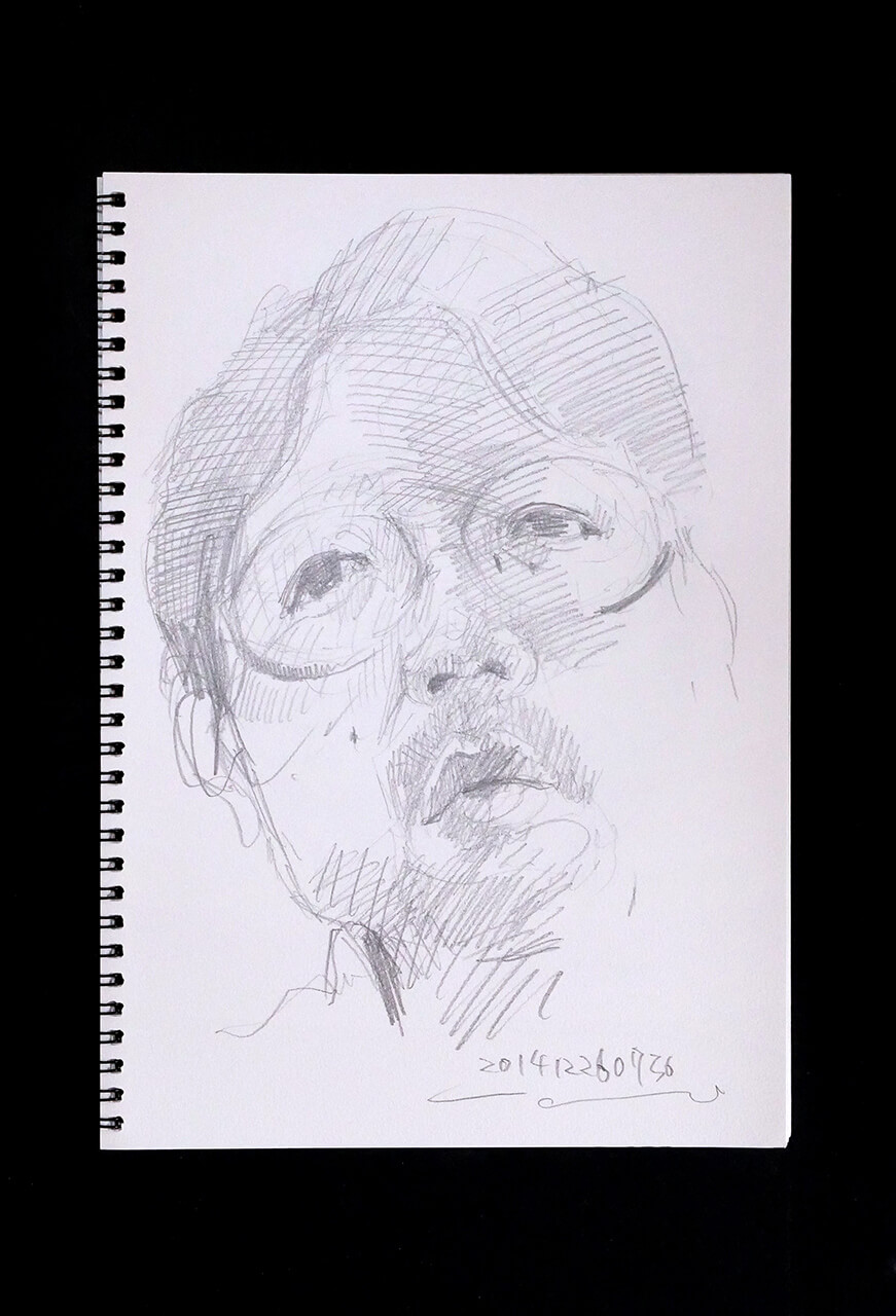 Contemporary artist SHINTAKU Tomoni's 2014/12/26 Self-portrait or pencil drawing