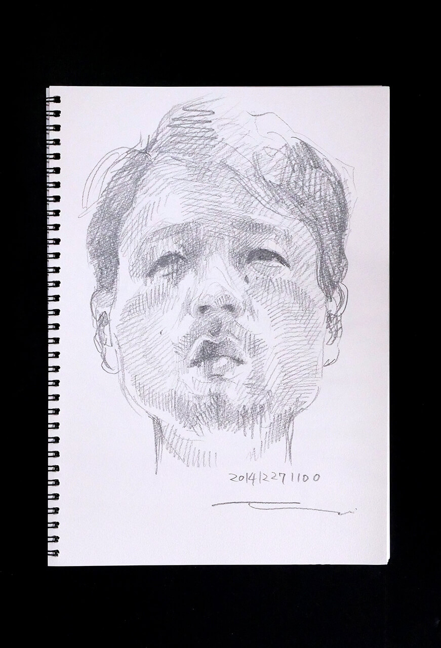 Contemporary artist SHINTAKU Tomoni's 2014/12/27 Self-portrait or pencil drawing