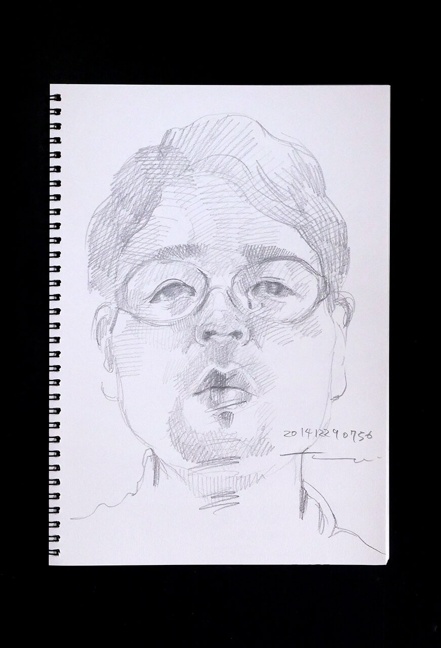 Contemporary artist SHINTAKU Tomoni's 2014/12/29 Self-portrait or pencil drawing