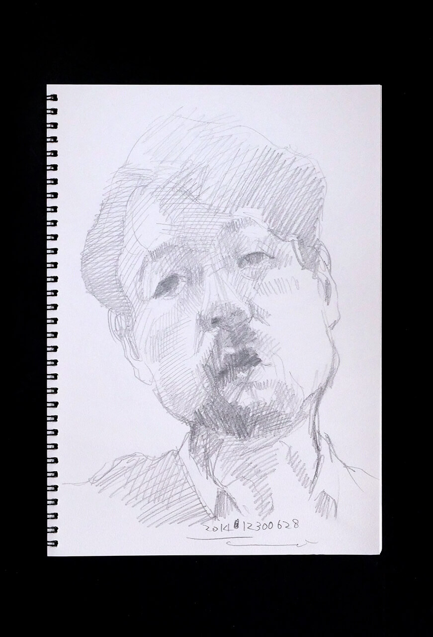 Contemporary artist SHINTAKU Tomoni's 2014/12/30 Self-portrait or pencil drawing