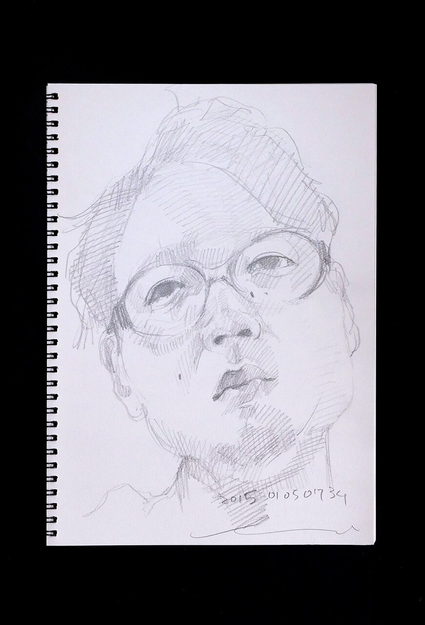 Contemporary artist SHINTAKU Tomoni's 2015/1/5 Self-portrait or pencil drawing