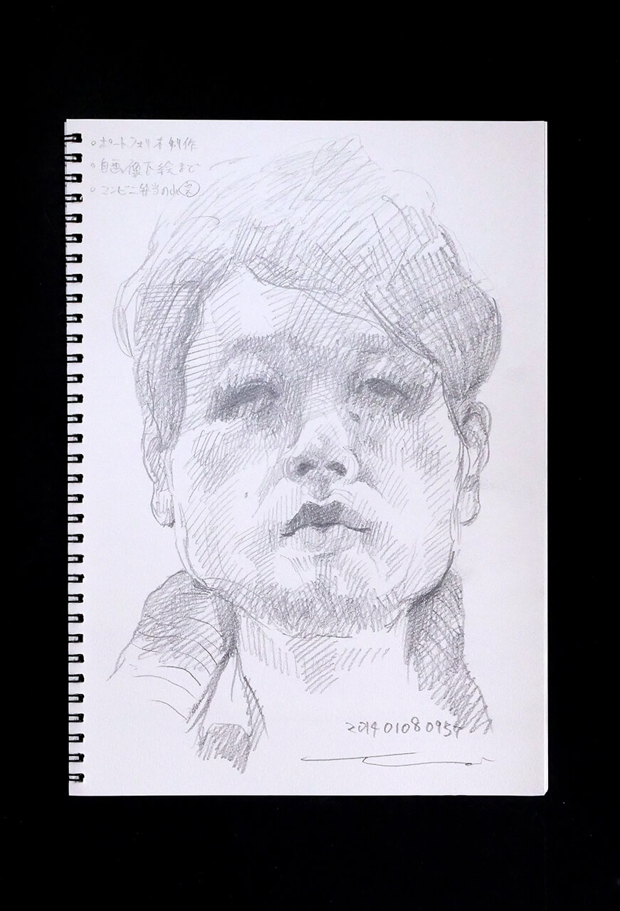 Contemporary artist SHINTAKU Tomoni's 2015/1/8 Self-portrait or pencil drawing