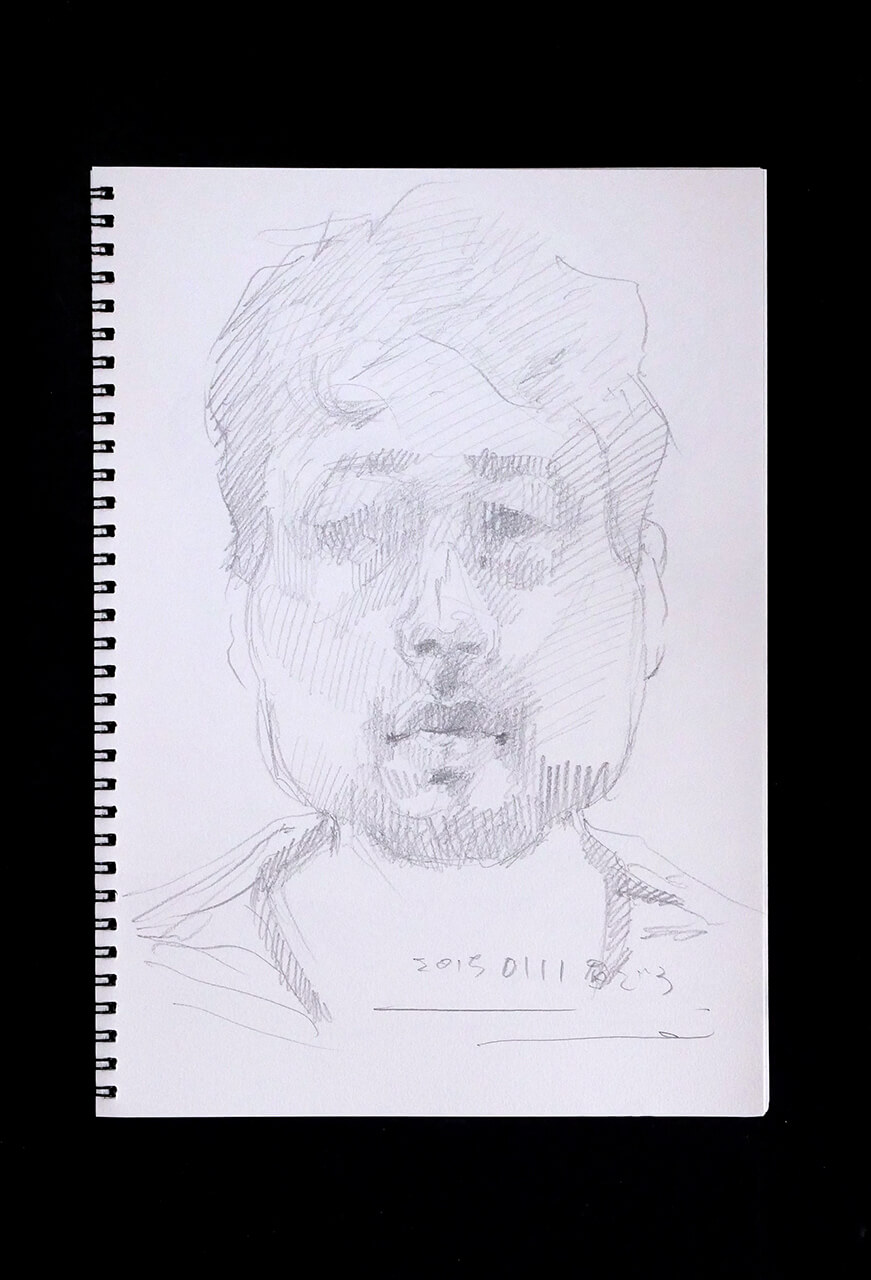 Contemporary artist SHINTAKU Tomoni's 2015/1/11 Self-portrait or pencil drawing