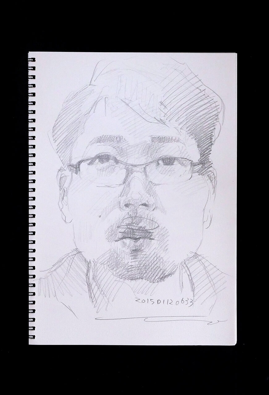 Contemporary artist SHINTAKU Tomoni's 2015/1/12 Self-portrait or pencil drawing