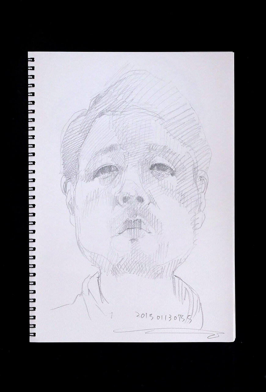 Contemporary artist SHINTAKU Tomoni's 2015/1/13 Self-portrait or pencil drawing