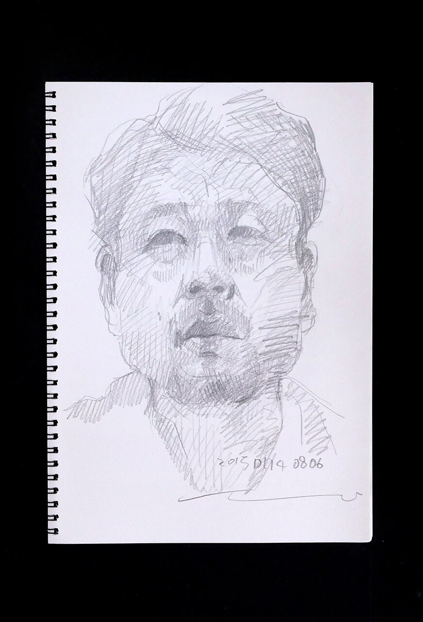 Contemporary artist SHINTAKU Tomoni's 2015/1/14 Self-portrait or pencil drawing
