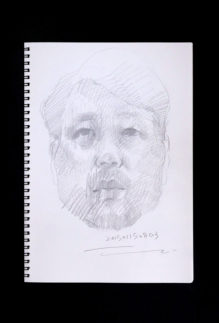 Contemporary artist SHINTAKU Tomoni's 2015/1/15 Self-portrait or pencil drawing