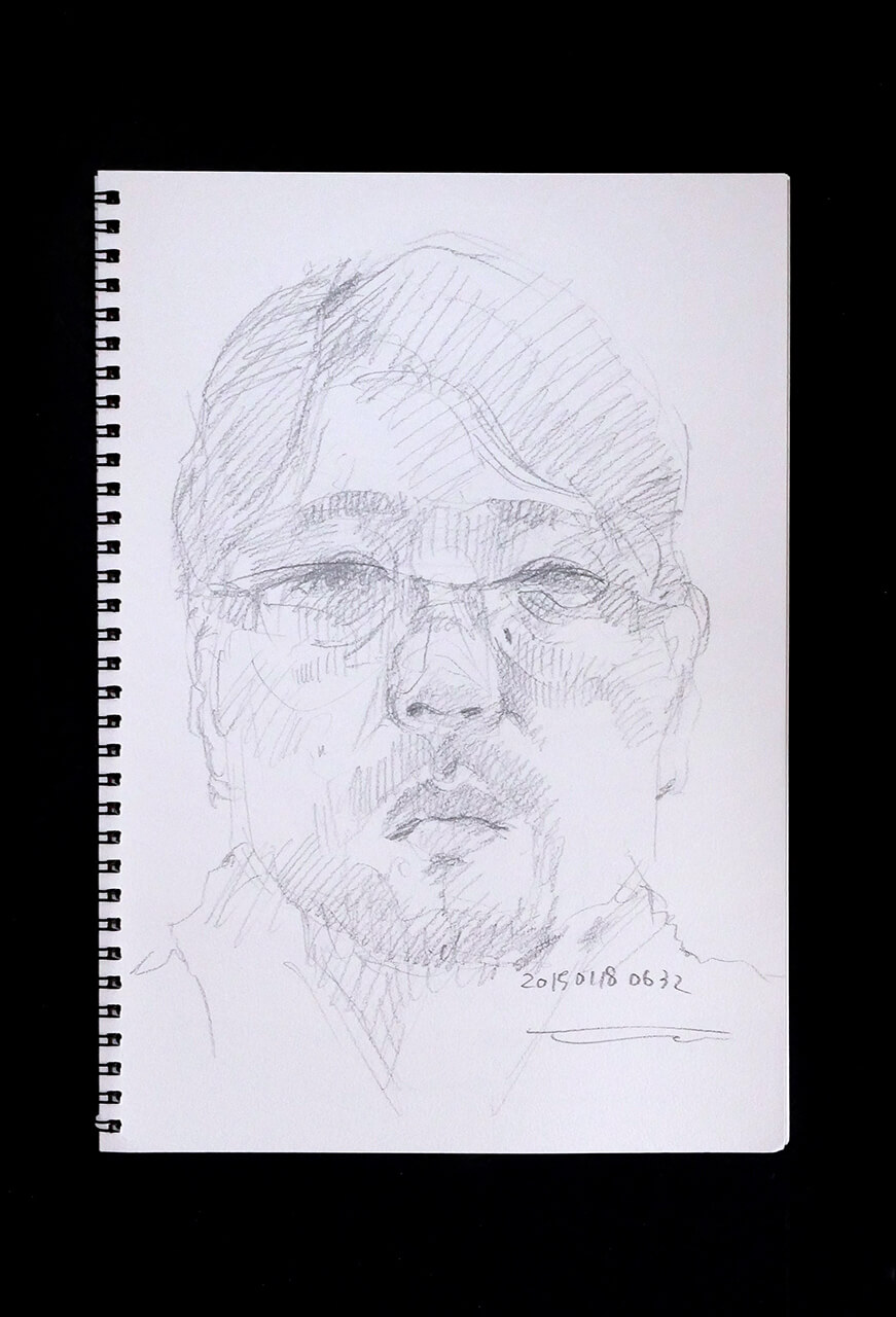 Contemporary artist SHINTAKU Tomoni's 2015/1/18 Self-portrait or pencil drawing
