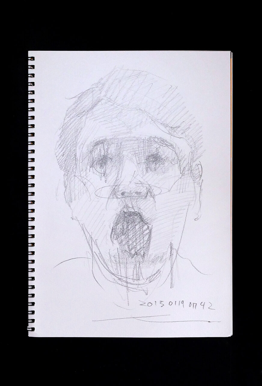 Contemporary artist SHINTAKU Tomoni's 2015/1/19 Self-portrait or pencil drawing