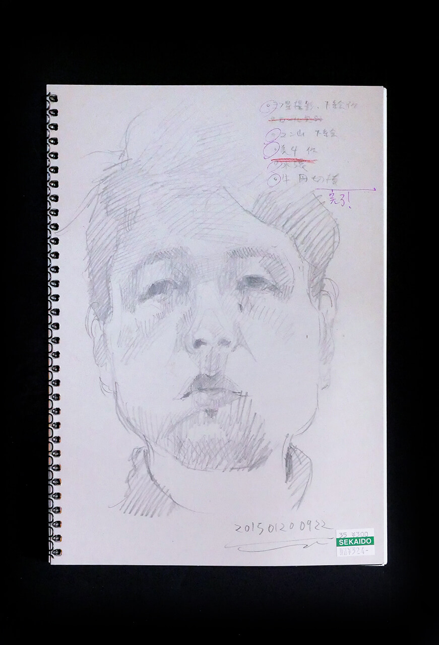 Contemporary artist SHINTAKU Tomoni's 2015/1/20 Self-portrait or pencil drawing