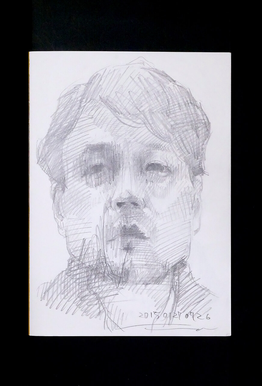 Contemporary artist SHINTAKU Tomoni's 2015/1/27 Self-portrait or pencil drawing