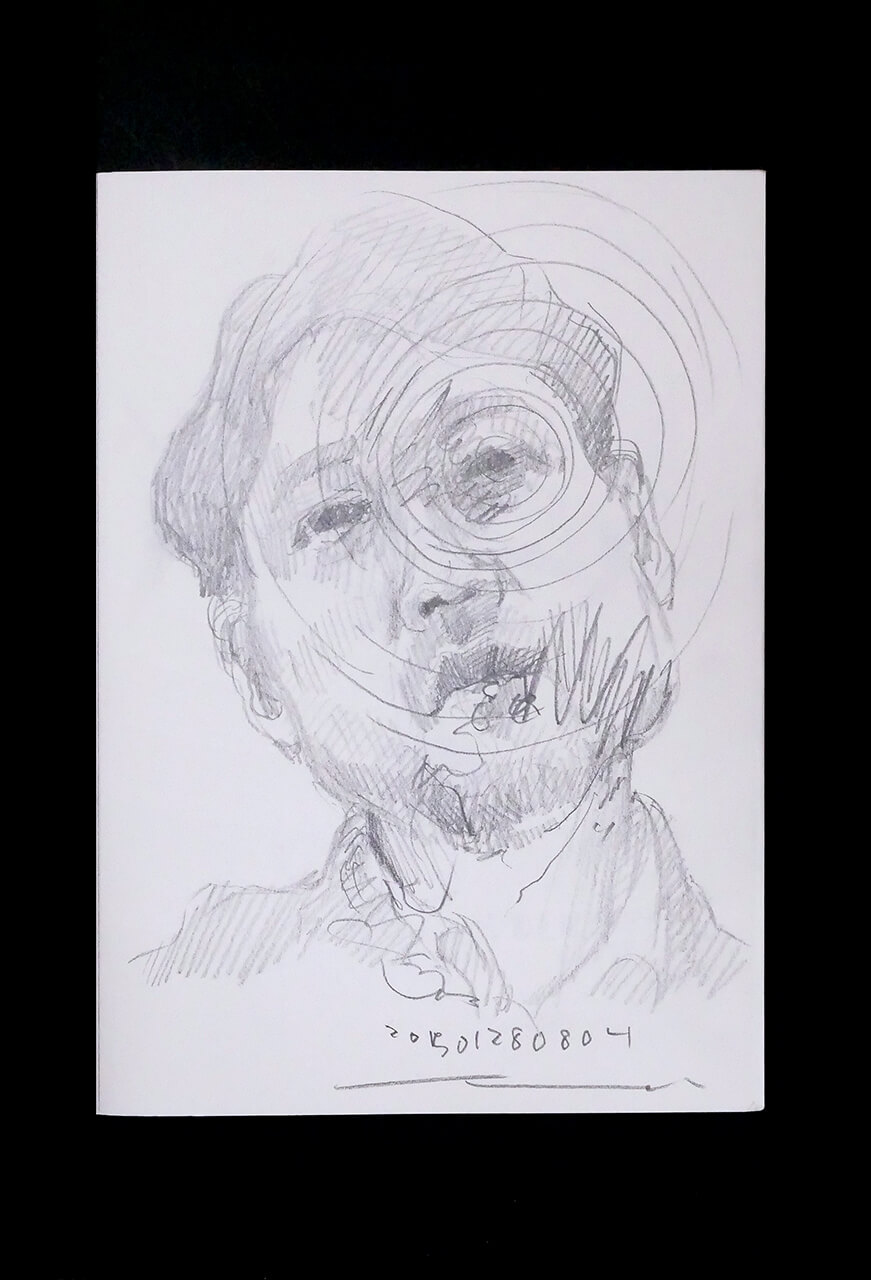 Contemporary artist SHINTAKU Tomoni's 2015/1/28 Self-portrait or pencil drawing