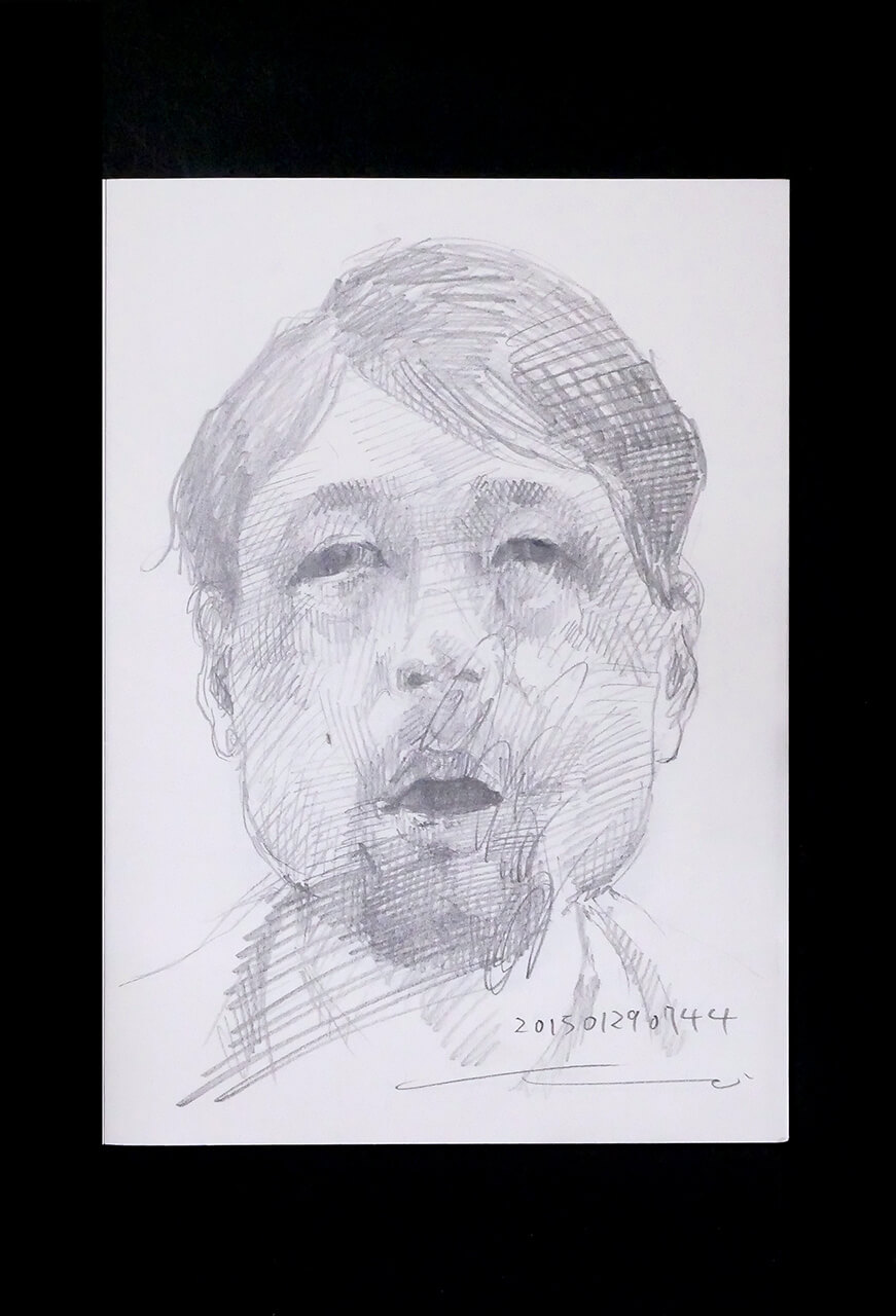 Contemporary artist SHINTAKU Tomoni's 2015/1/29 Self-portrait or pencil drawing