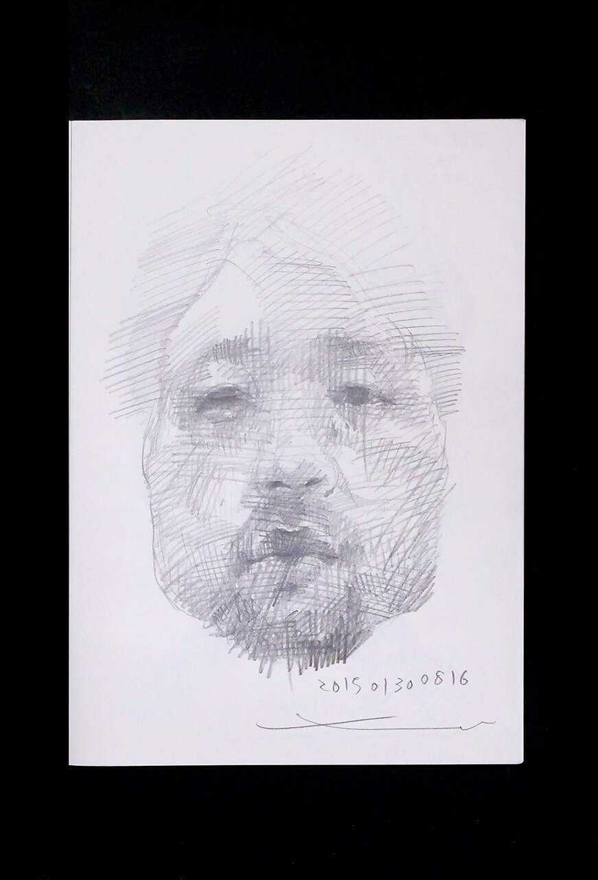 Contemporary artist SHINTAKU Tomoni's 2015/1/30 Self-portrait or pencil drawing