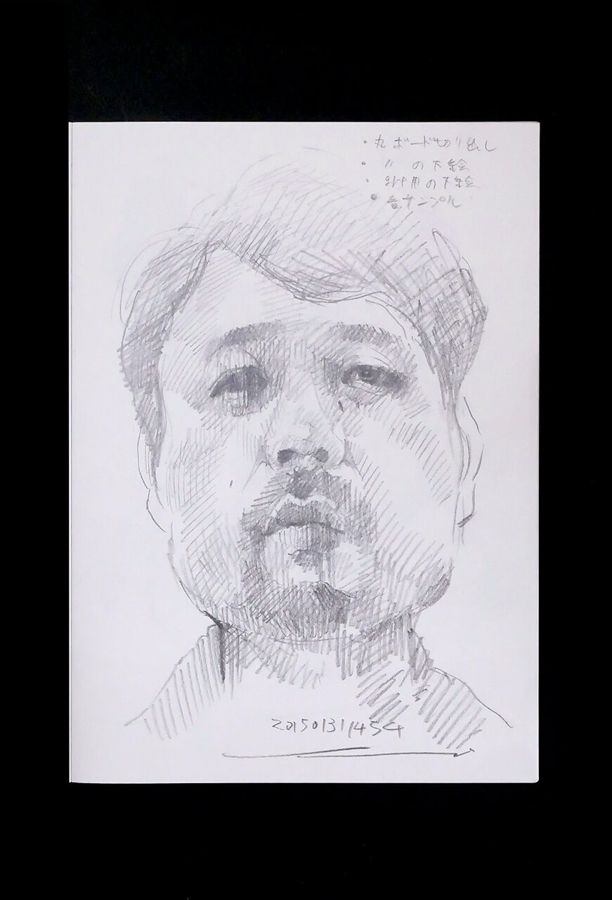 Contemporary artist SHINTAKU Tomoni's 2015/1/31 Self-portrait or pencil drawing