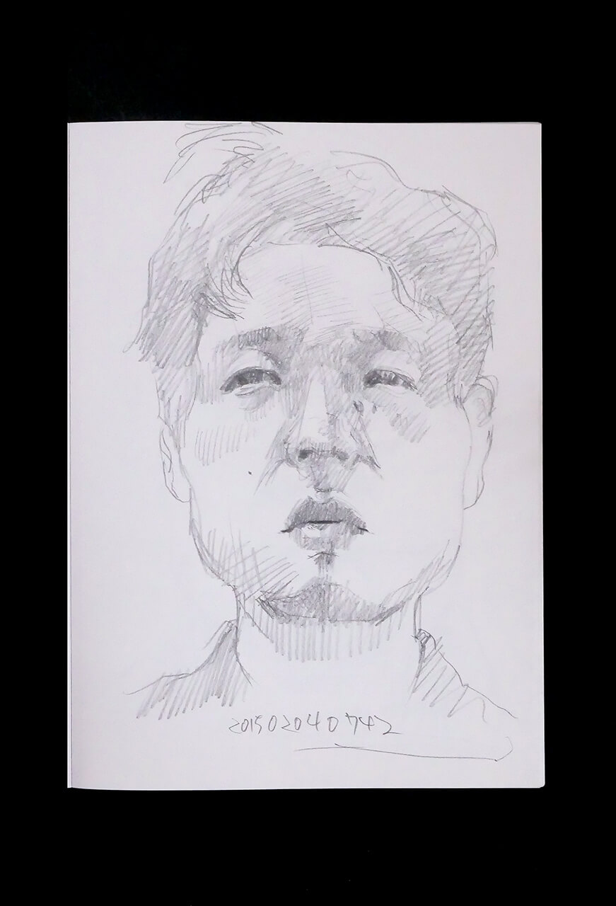 Contemporary artist SHINTAKU Tomoni's 2015/2/4 Self-portrait or pencil drawing