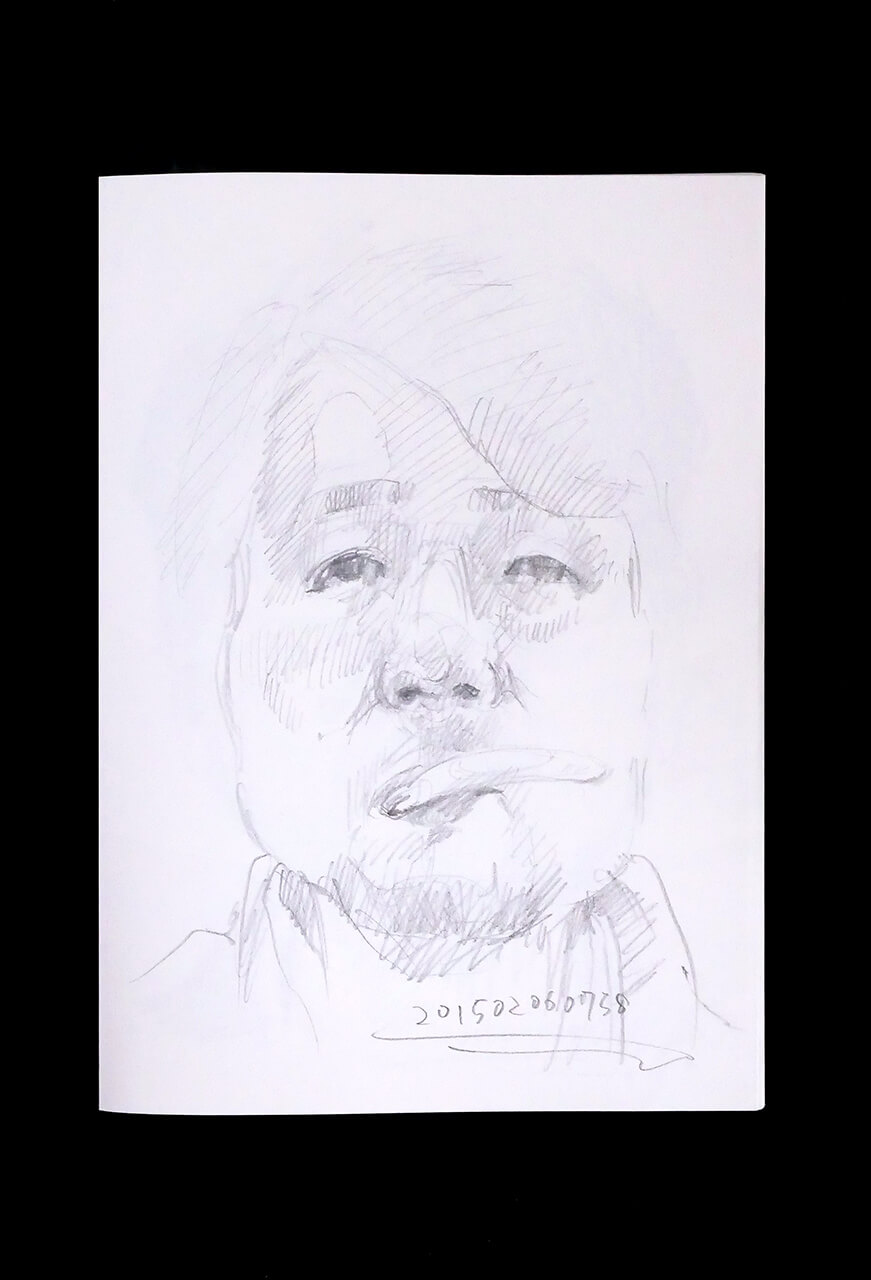 Contemporary artist SHINTAKU Tomoni's 2015/2/6 Self-portrait or pencil drawing