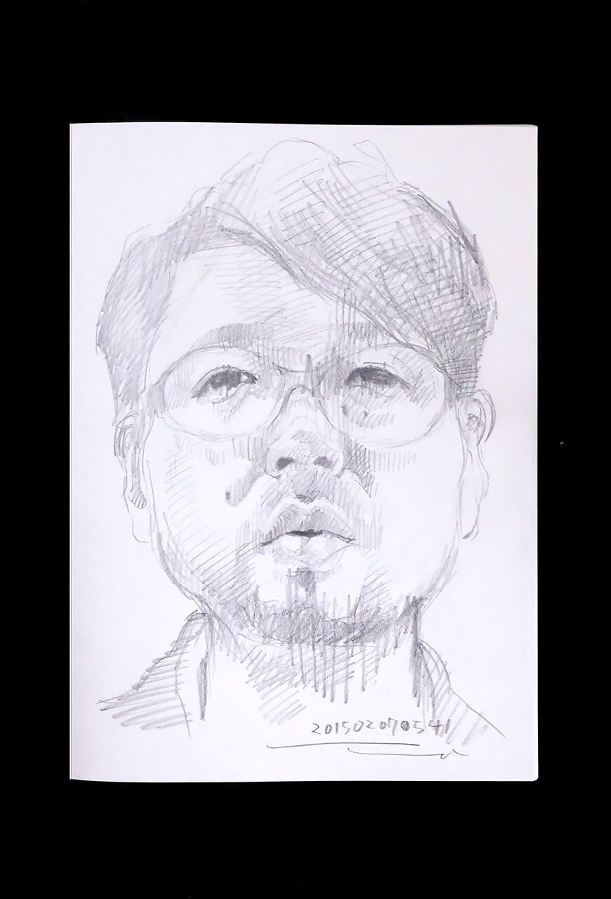 Contemporary artist SHINTAKU Tomoni's 2015/2/7 Self-portrait or pencil drawing