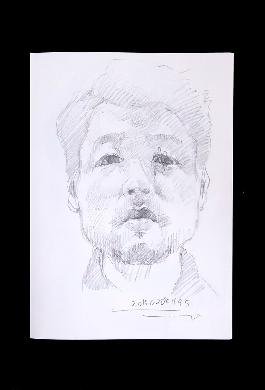 Contemporary artist SHINTAKU Tomoni's 2015/2/8 Self-portrait or pencil drawing
