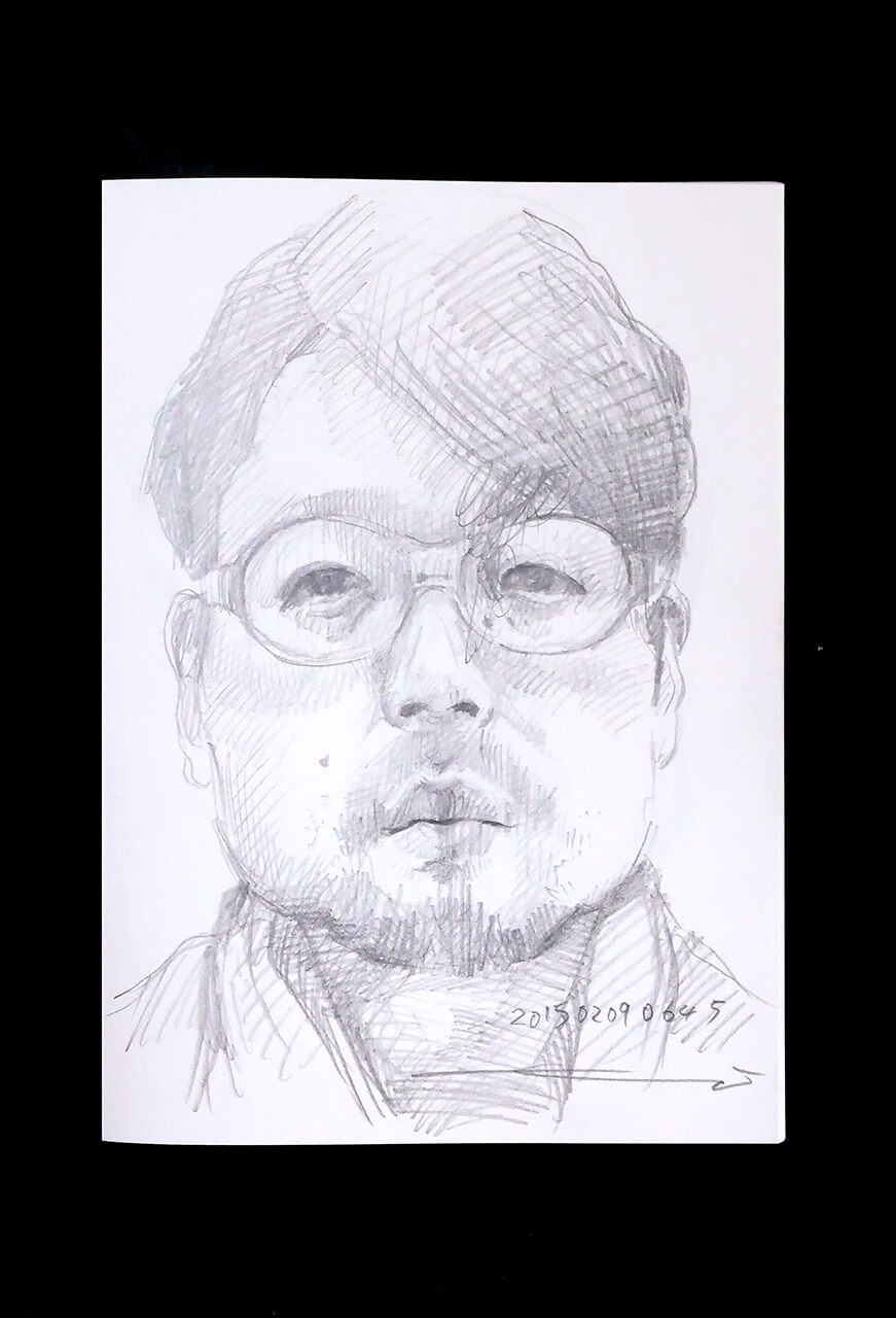 Contemporary artist SHINTAKU Tomoni's 2015/2/9 Self-portrait or pencil drawing