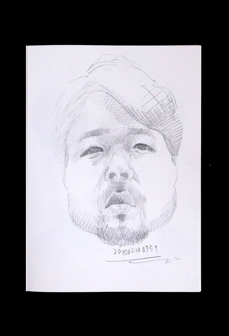 Contemporary artist SHINTAKU Tomoni's 2015/2/10 Self-portrait or pencil drawing