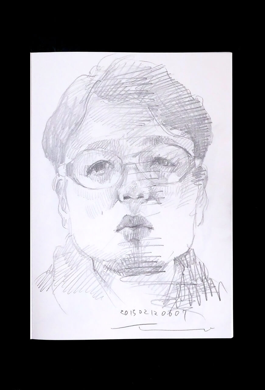 Contemporary artist SHINTAKU Tomoni's 2015/2/12 Self-portrait or pencil drawing