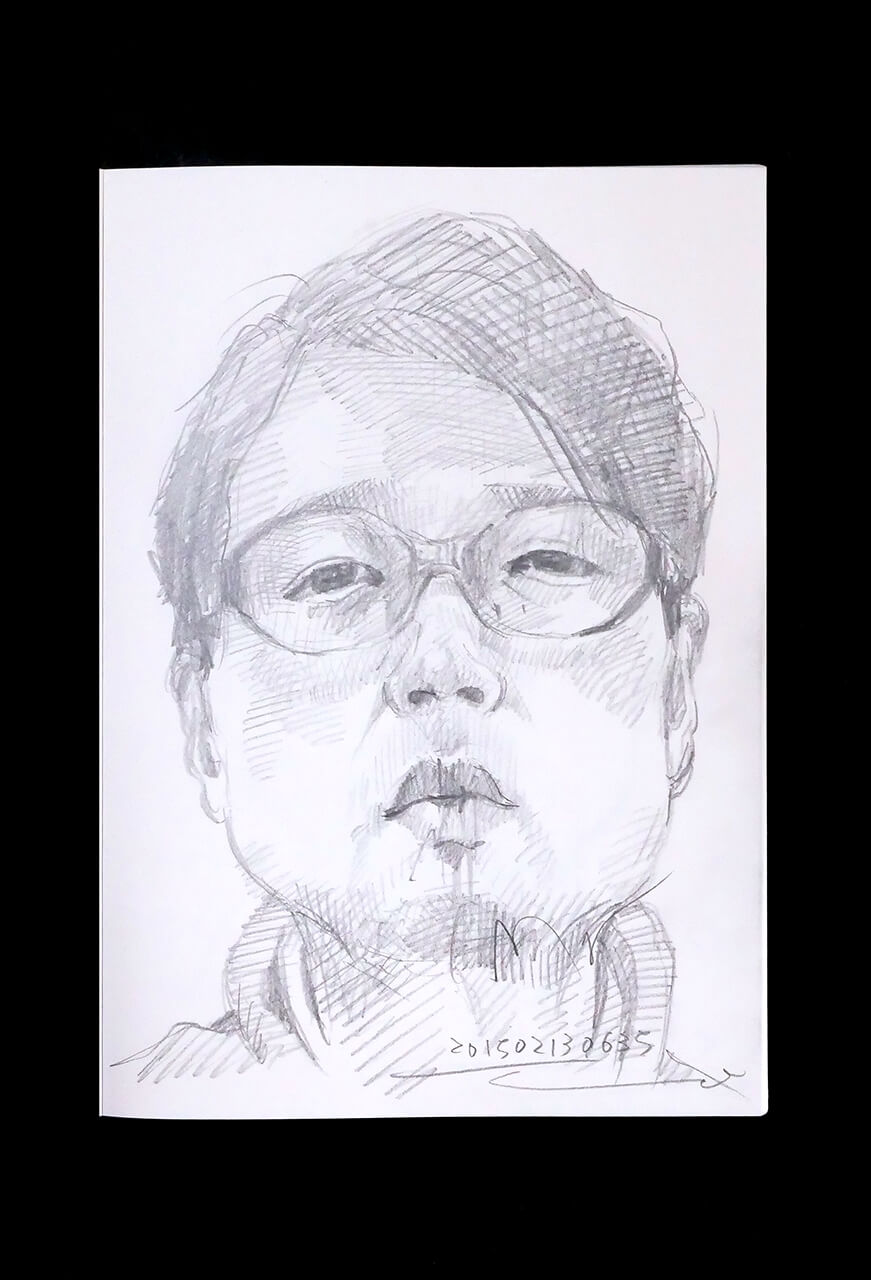 Contemporary artist SHINTAKU Tomoni's 2015/2/13 Self-portrait or pencil drawing