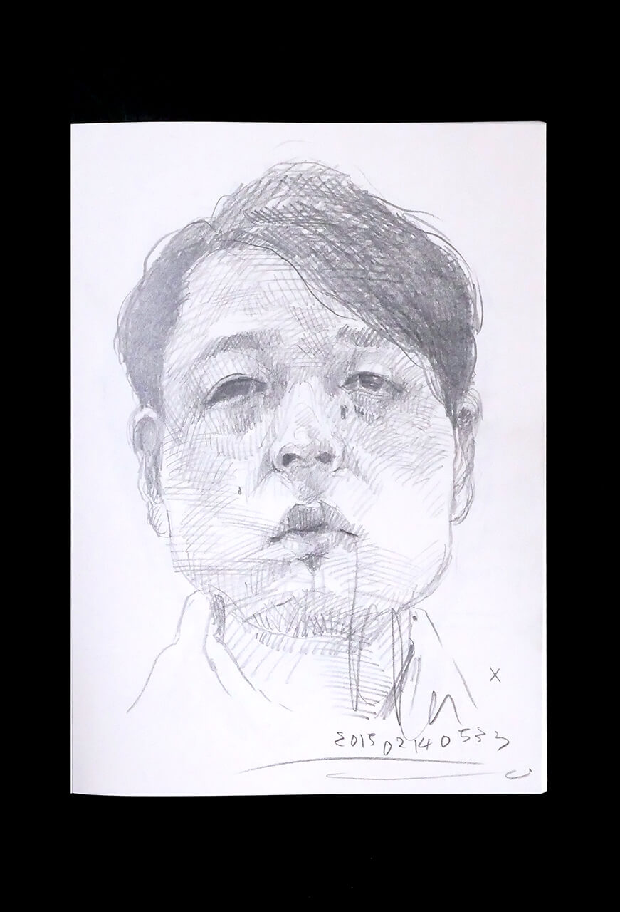 Contemporary artist SHINTAKU Tomoni's 2015/2/14 Self-portrait or pencil drawing