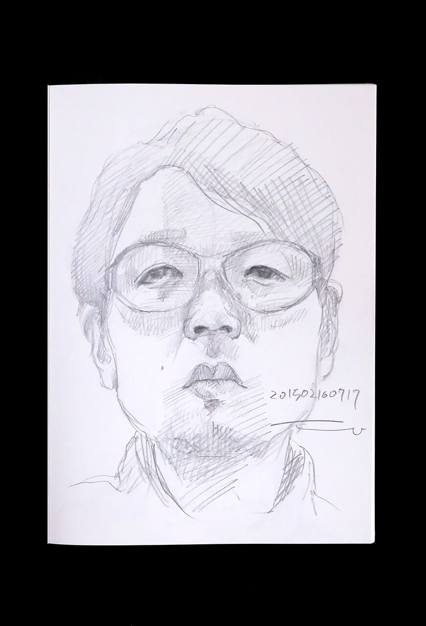 Contemporary artist SHINTAKU Tomoni's 2015/2/16 Self-portrait or pencil drawing