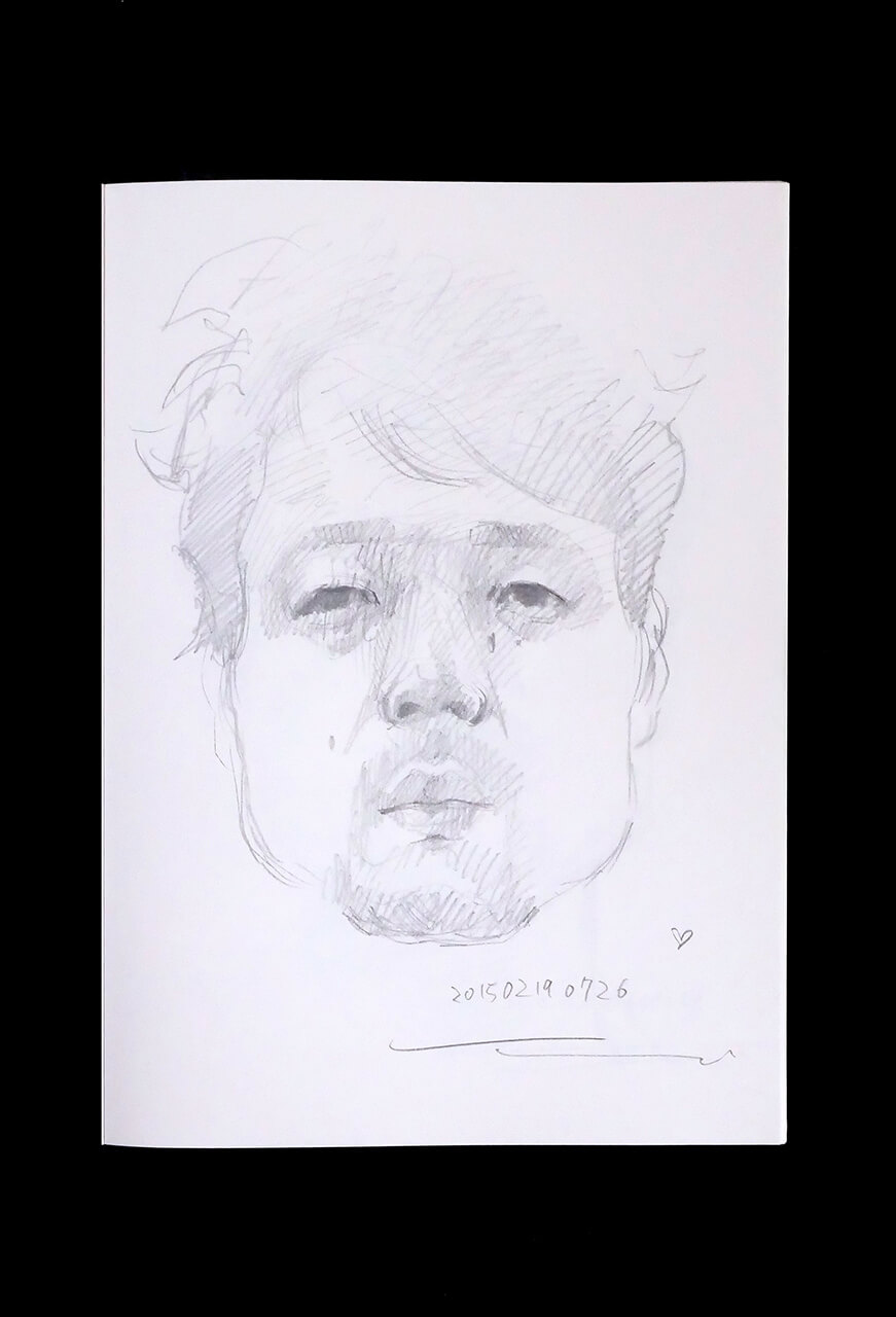 Contemporary artist SHINTAKU Tomoni's 2015/2/19 Self-portrait or pencil drawing