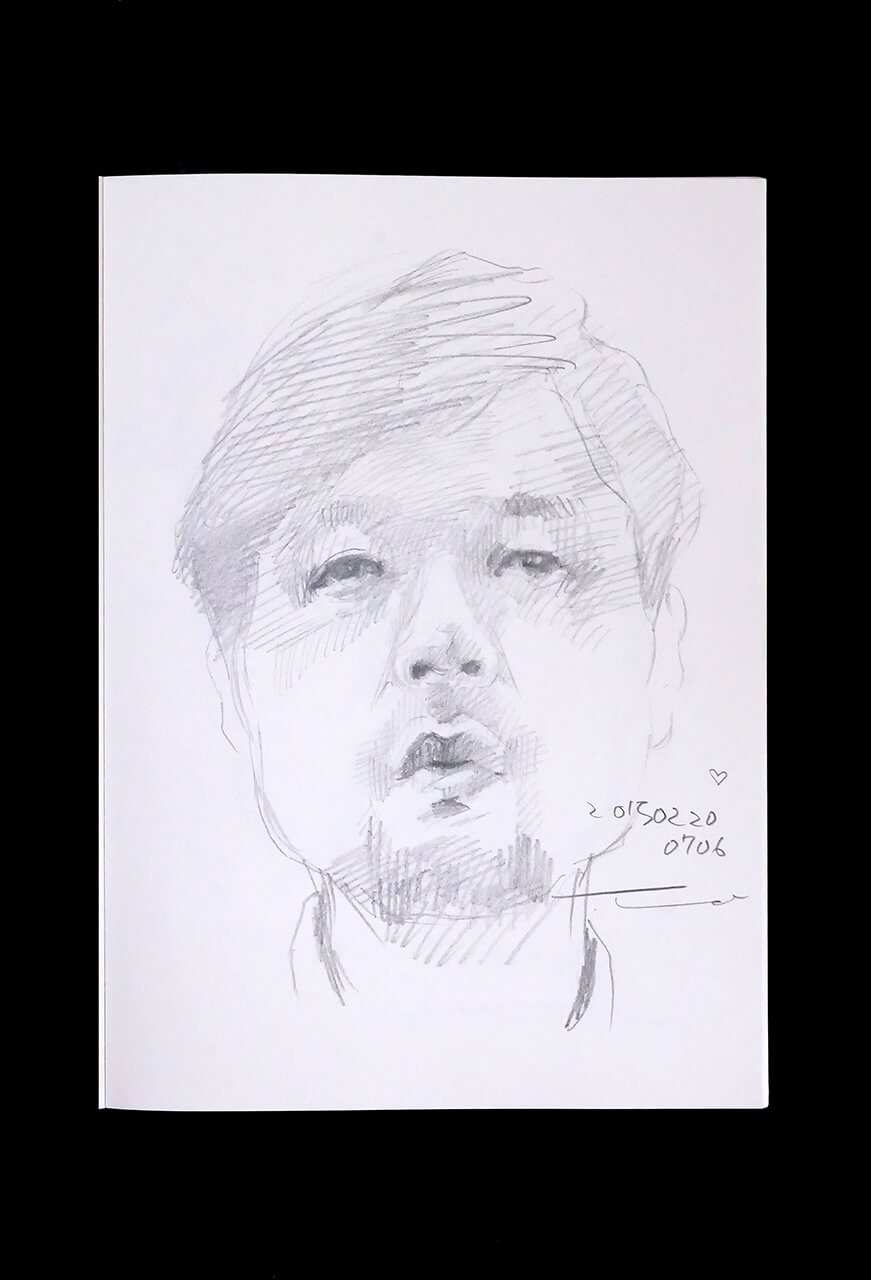 Contemporary artist SHINTAKU Tomoni's 2015/2/20 Self-portrait or pencil drawing
