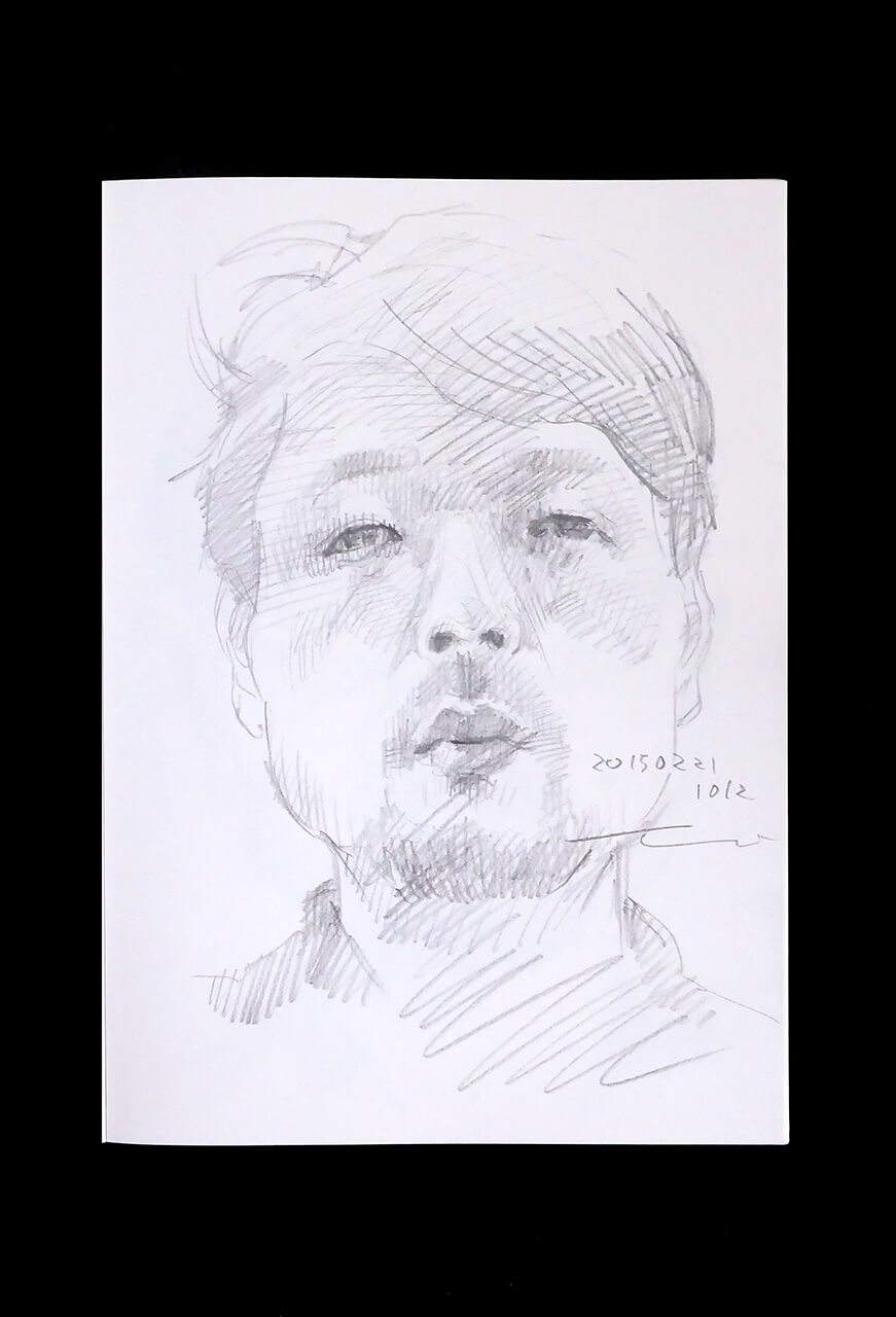 Contemporary artist SHINTAKU Tomoni's 2015/2/21 Self-portrait or pencil drawing