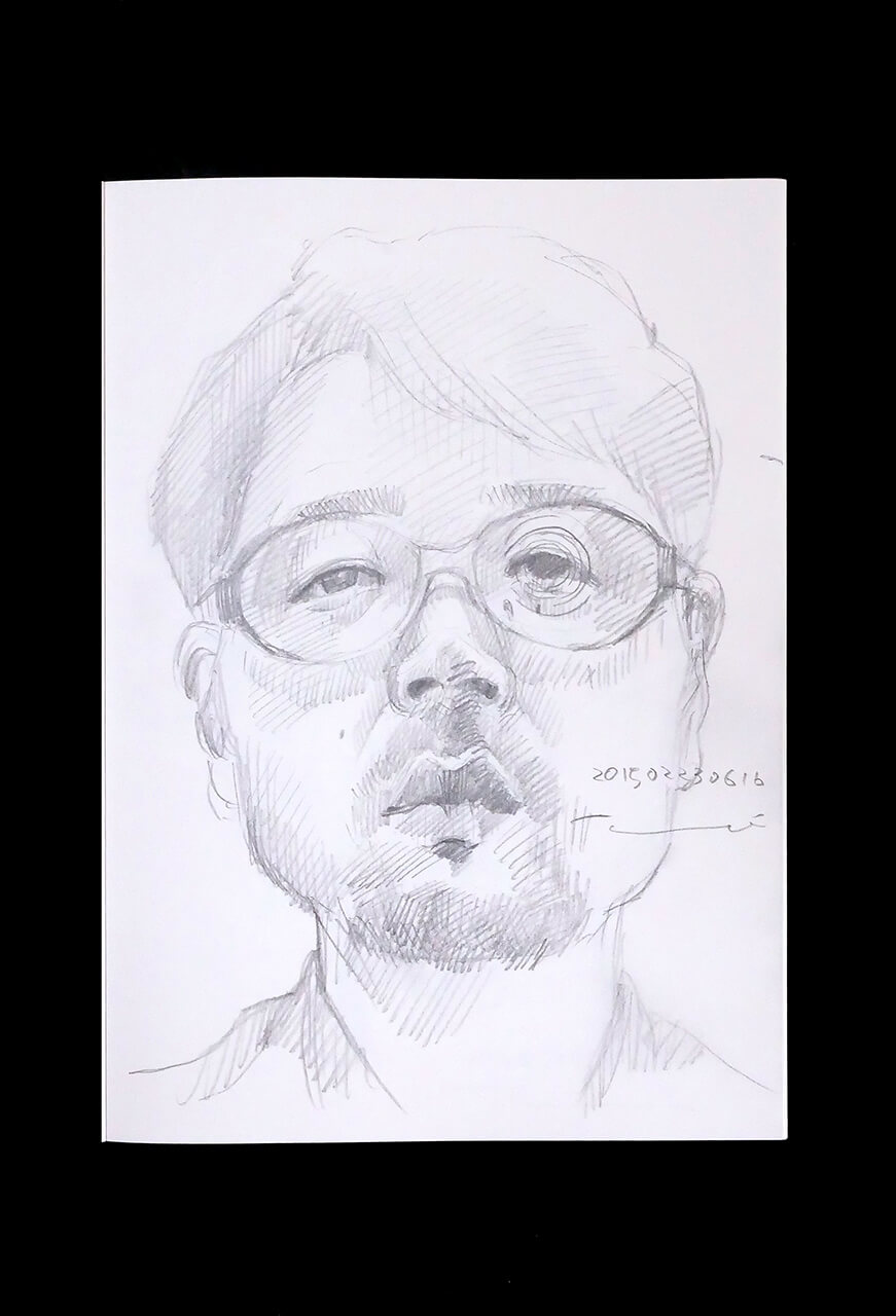 Contemporary artist SHINTAKU Tomoni's 2015/2/23 Self-portrait or pencil drawing