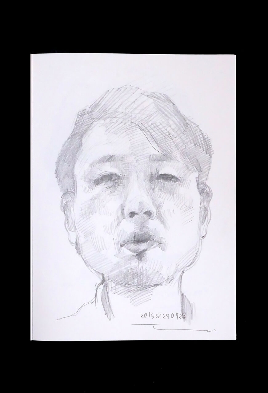 Contemporary artist SHINTAKU Tomoni's 2015/2/24 Self-portrait or pencil drawing
