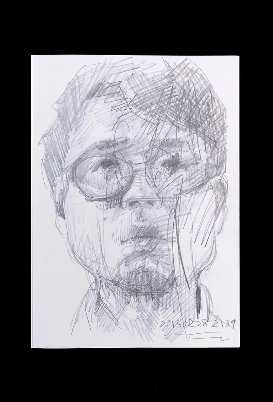 Contemporary artist SHINTAKU Tomoni's 2015/2/28 Self-portrait or pencil drawing